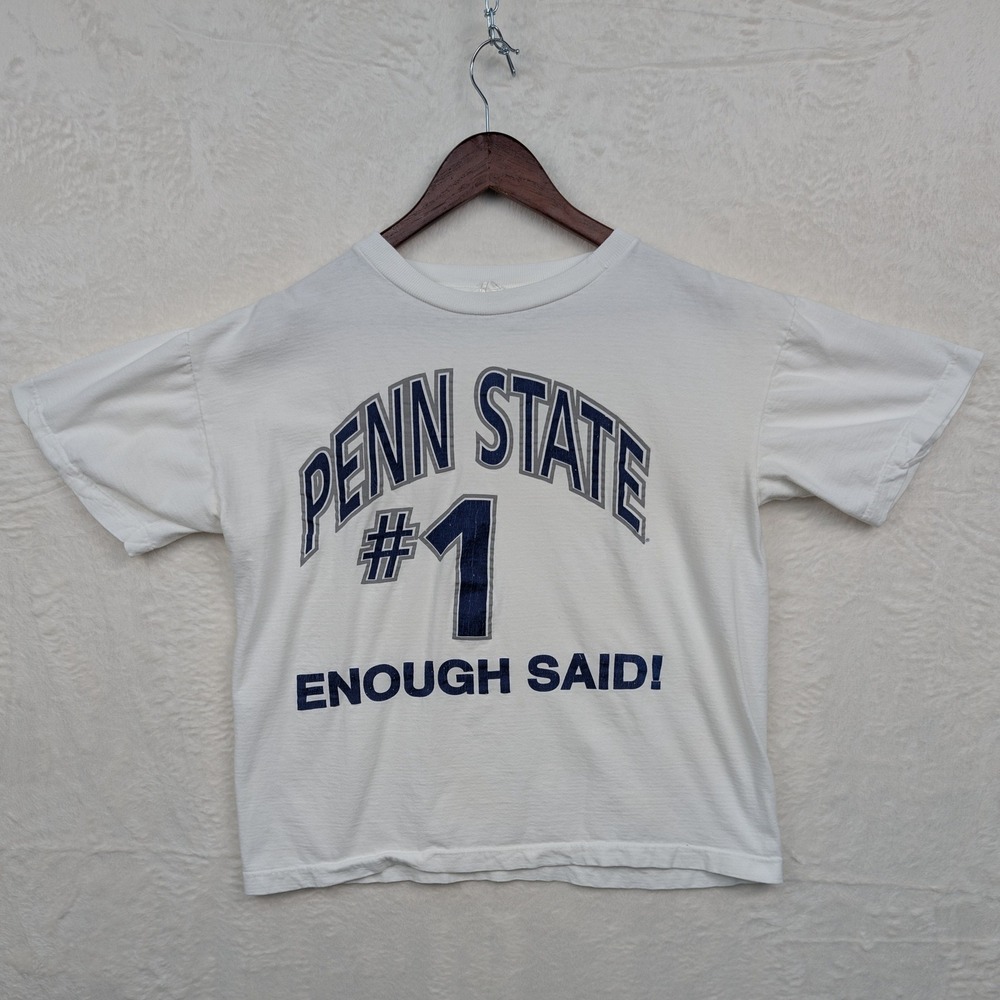 VTG Tour Champ Penn State T-Shirt Men's L White Boxy #1 Enough Said NCAA 90s